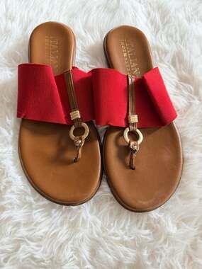 Italian Shoemakers Selah Red Elastic Thong Sandals